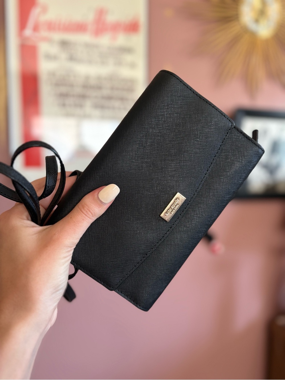 Kate Spade black crossbody wallet purse